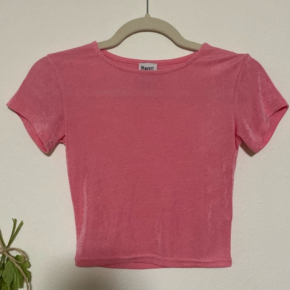 Shimmery Pink Crop Top - Picture 1 of 4